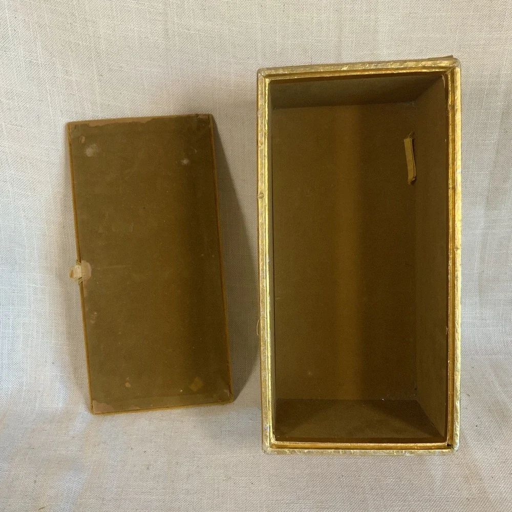 Vintage 60s‎ 70s Gold Velvet Faberge Presentation Box Glam Bling Retro Regency